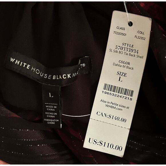 NWT White House Black Market Sleeveless Tie Back Red & Black Halter Top Large - Picture 5 of 6